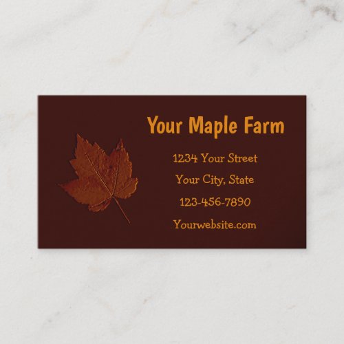 Maple Syrup Country Farm Dark Brown Gold Rustic Business Card