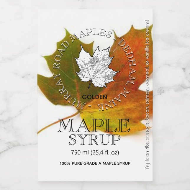 Maple Syrup Editable Label (Double Maple Leaf) (Single Label)