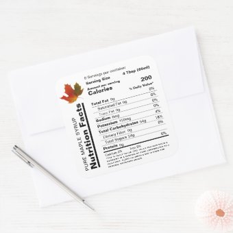 Maple Syrup Editable Nutrition Facts Label | Zazzle