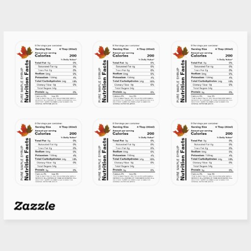 Maple Syrup Editable Nutrition Facts Label | Zazzle