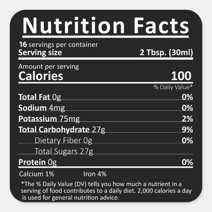 Maple Syrup Editable Nutrition Facts Label (Black) | Zazzle.com