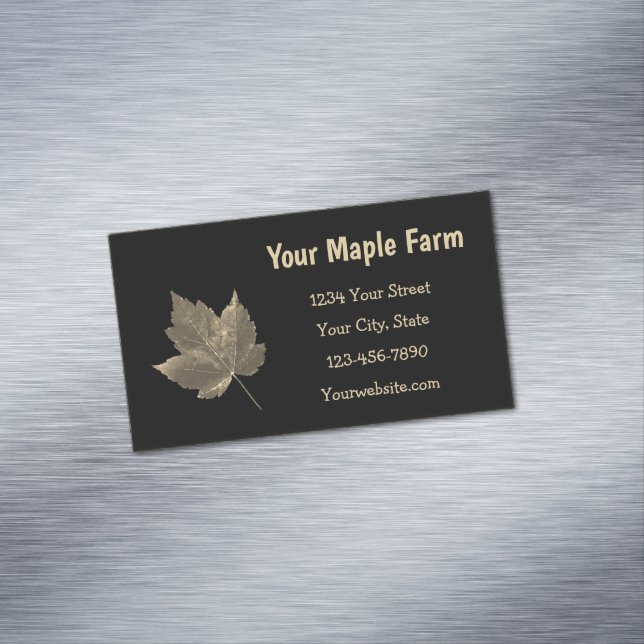 Maple Syrup Farm Beige Black Country Rustic Business Card Magnet (In Situ)