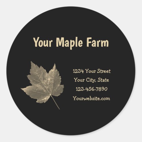 Maple Syrup Farm Beige Black Country Rustic Classic Round Sticker