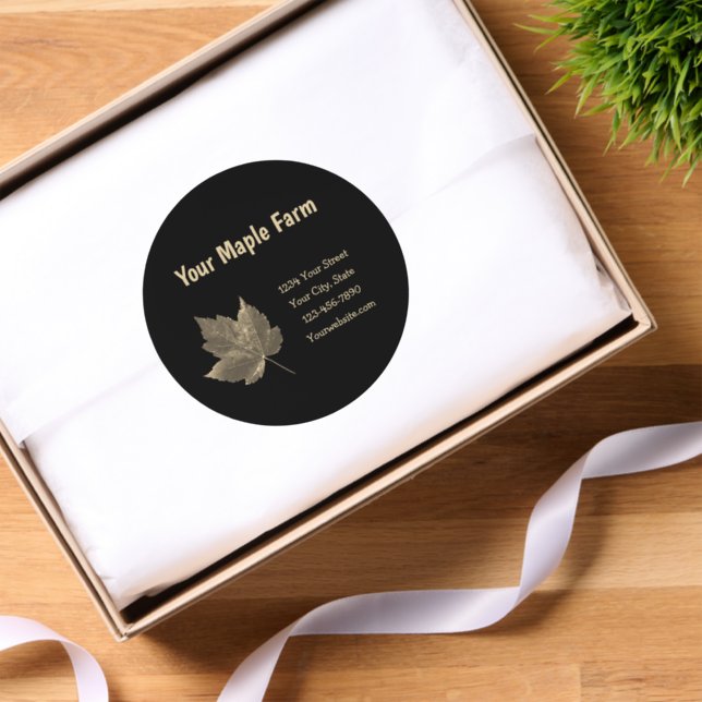 Maple Syrup Farm Beige Black Country Rustic Classic Round Sticker (Tissue Paper)
