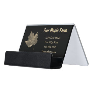Maple Syrup Farm Beige Black Country Rustic Desk Business Card Holder