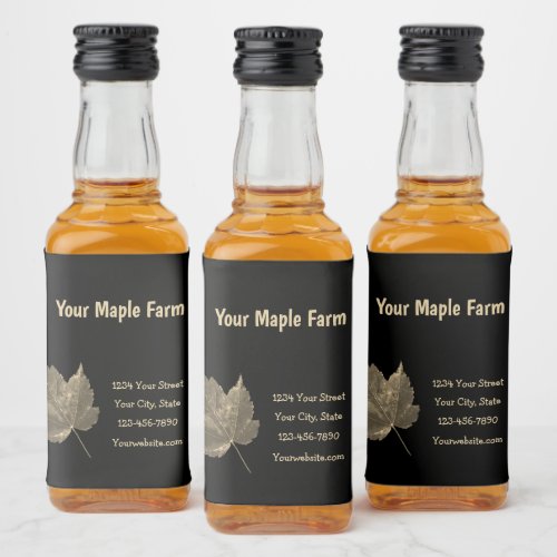 Maple Syrup Farm Beige Black Country Rustic Liquor Bottle Label