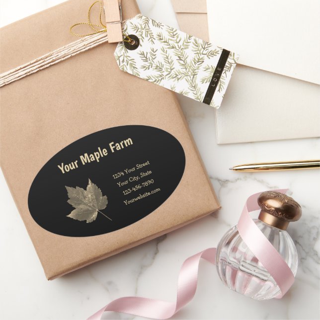 Maple Syrup Farm Beige Black Country Rustic Oval Sticker (Gifting)