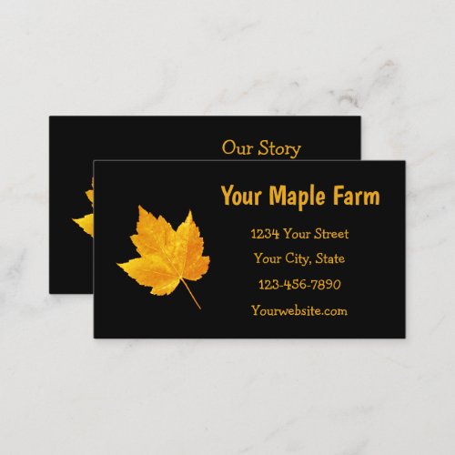 Maple Syrup Farm Gold Yellow Black Country Rustic Business Card