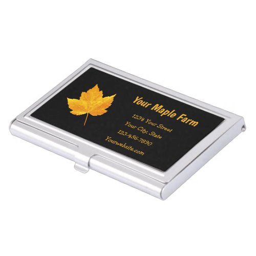Maple Syrup Farm Gold Yellow Black Country Rustic Business Card Case