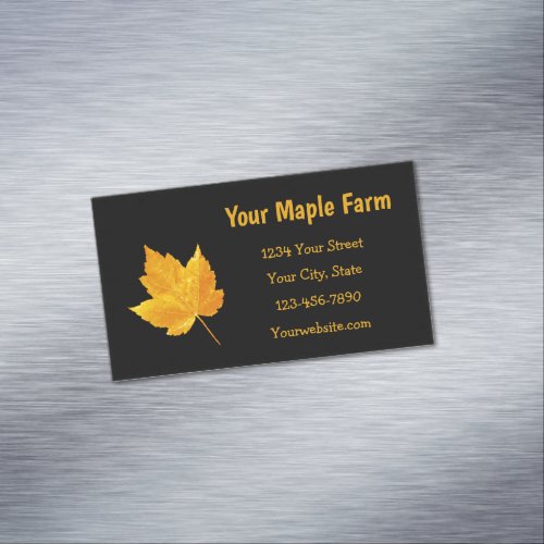 Maple Syrup Farm Gold Yellow Black Country Rustic Business Card Magnet