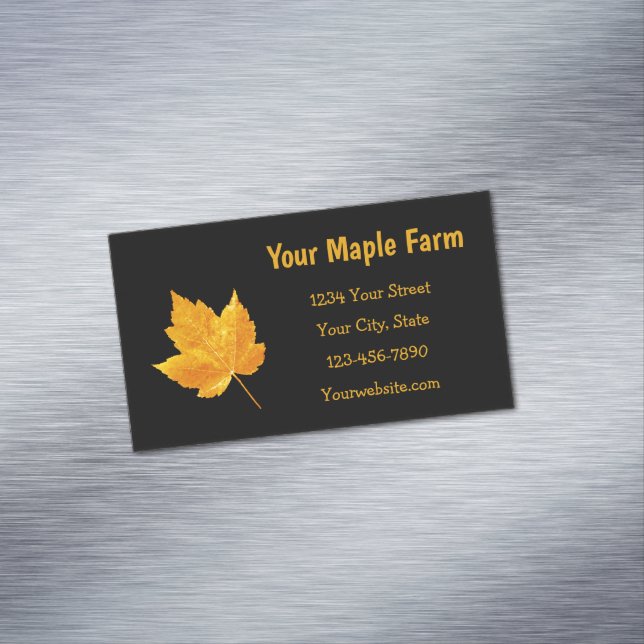Maple Syrup Farm Gold Yellow Black Country Rustic Business Card Magnet (In Situ)