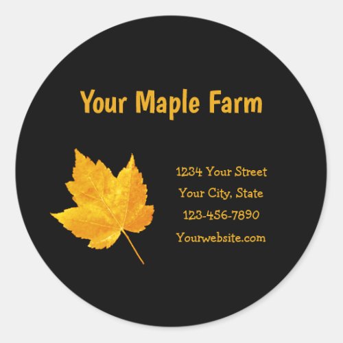 Maple Syrup Farm Gold Yellow Black Country Rustic Classic Round Sticker