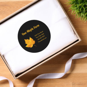 Maple Syrup Farm Gold Yellow Black Country Rustic Classic Round Sticker