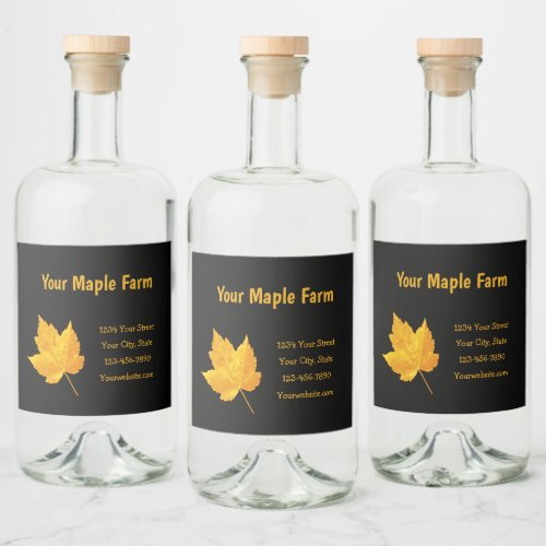 Maple Syrup Farm Gold Yellow Black Country Rustic Liquor Bottle Label