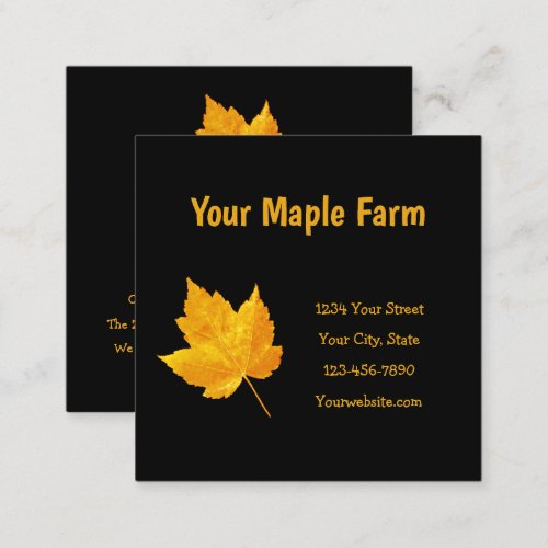 Maple Syrup Farm Gold Yellow Black Country Rustic Square Business Card