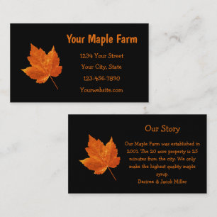 Maple Syrup Farm Orange Black Country Rustic Business Card