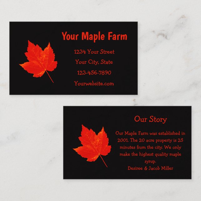 Maple Syrup Farm Red Black Country Rustic Business Card (Front/Back)