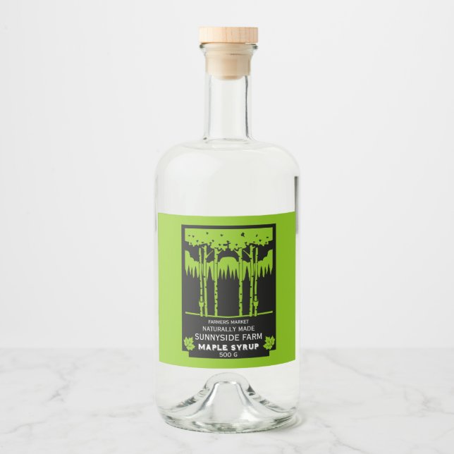 Maple Syrup Farmers Market Liquor Bottle Label (Front)