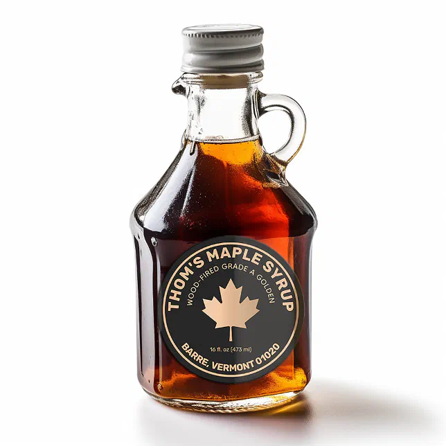 Maple Syrup Gold and Black Jar Label | Zazzle