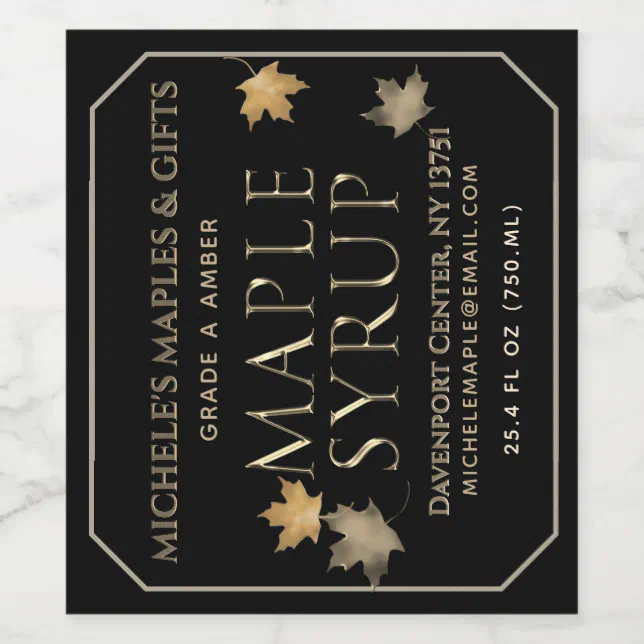 Maple Syrup Gold and Black Label (3.5" x 4") | Zazzle