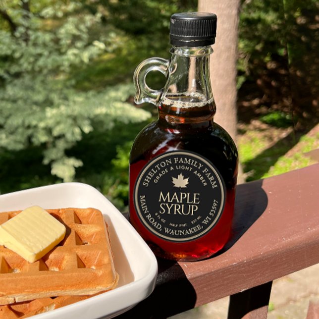 Maple Syrup Gold and Black Maple Leaf Custom Label (Creator Uploaded)