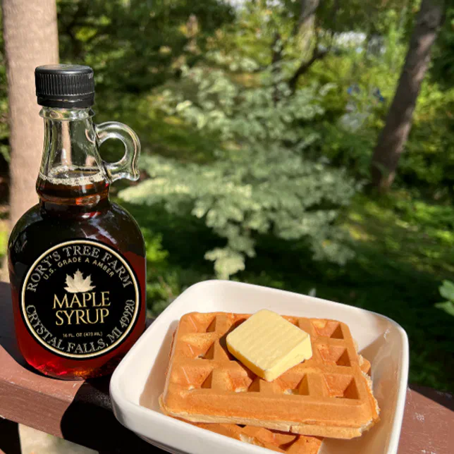 Maple Syrup Gold and Black Maple Leaf Custom Label | Zazzle