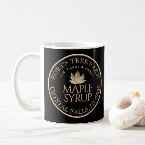 Maple Syrup Gold and Black Maple Leaf Mug