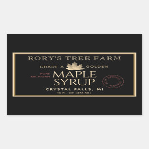 Maple Syrup Gold and Black Maple Rectangular Sticker
