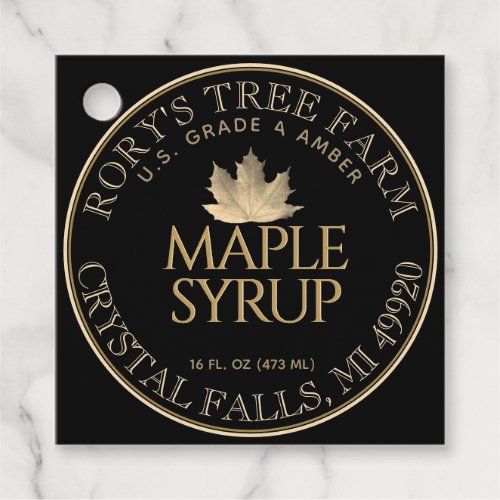 Maple Syrup Gold Black Maple Leaf Nutrition Facts Favor Tags