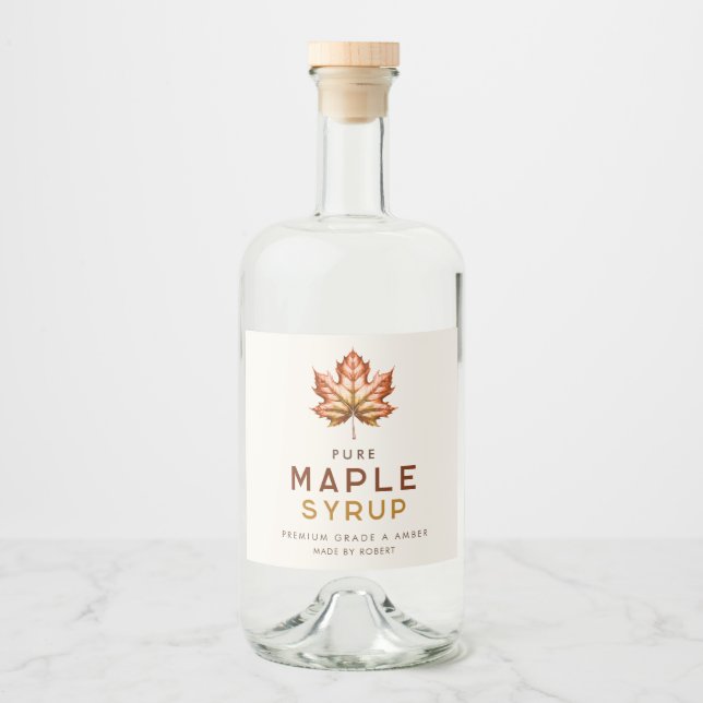 Maple syrup homemade recipe liquor bottle label (Front)