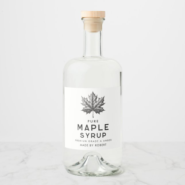 Maple syrup homemade recipe liquor bottle label (Front)