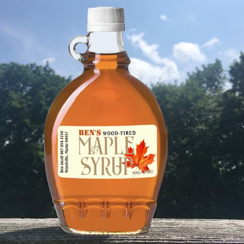 Maple Syrup Jug Label Ivory with Orange Leaf