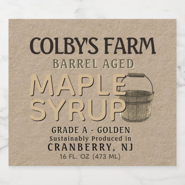 Maple Syrup Kraft Barrel Aged Bucket Label (Single Label)