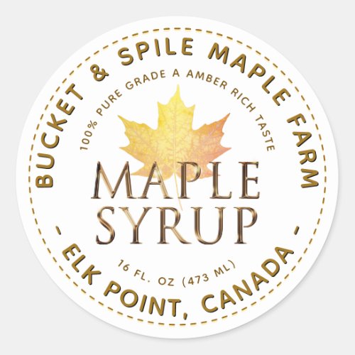 Maple Syrup Label Autumn Maple Leaf Gold Text