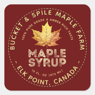 Maple Syrup Label Autumn Maple Leaf Gold Text