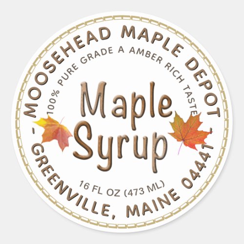 Maple Syrup Label Autumn Maple Leaves with Border