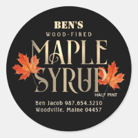 Maple Syrup Label Black and Gold with Orange Leaf