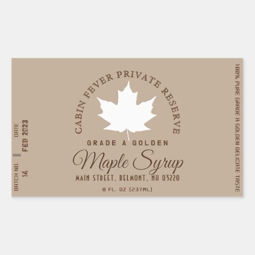Maple Syrup Label Circular Logo Batch and Date