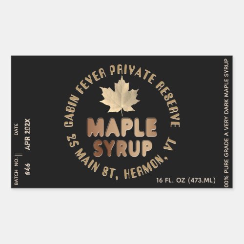 Maple Syrup Label Circular Logo Batch  Date Bold