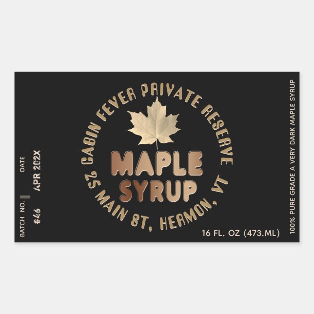 Maple Syrup Label Circular Logo Batch & Date Bold (Front)