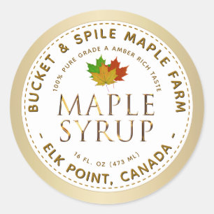 Maple Syrup Label Colorful Maple Leaves Gold Text