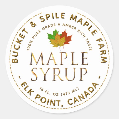 Maple Syrup Label Colorful Maple Leaves Gold Text