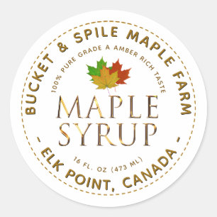 Maple Syrup Label Colorful Maple Leaves Gold Text