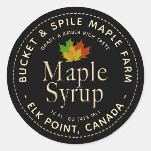 Maple Syrup Label Colorful Maple Leaves Gold Text