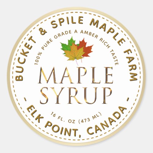 Maple Syrup Label Colorful Maple Leaves Gold Text