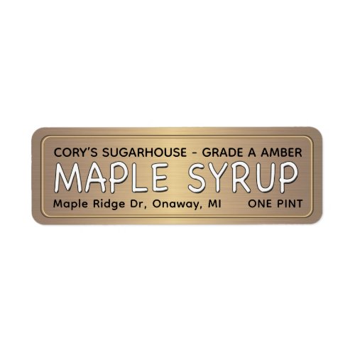 MAPLE SYRUP LABEL Metallic Gold with Border 