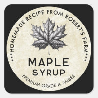 Maple syrup label with leaf