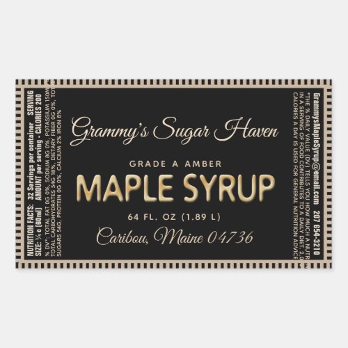 Maple Syrup Label with Nutrition Facts Black