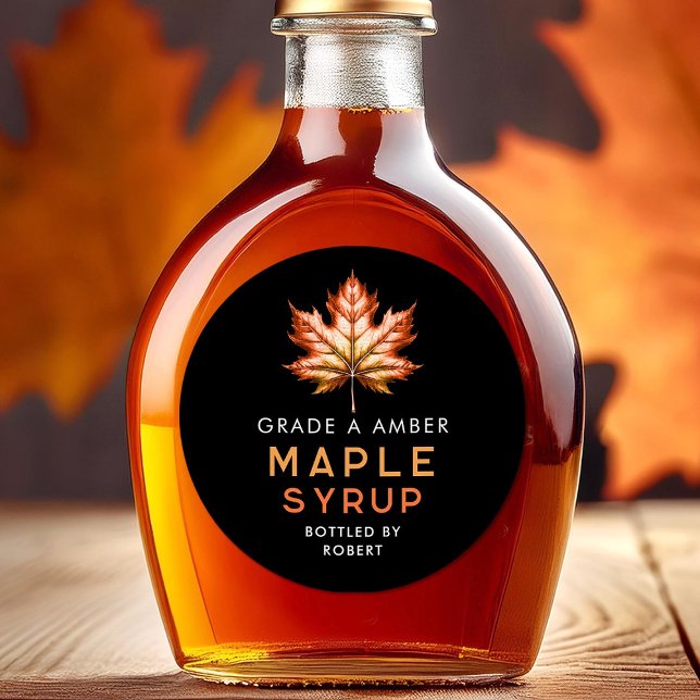 Maple syrup label with red leaf (Creator Uploaded)