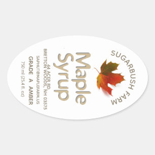 Maple Syrup Large Oval Colorful Maple Leaf Label